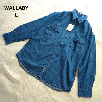 WALLABY 레귤러 카라 셔츠 면 100% 파랑 L 남녀 공용