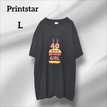 프린트 스타 40세 벌스데이 걸 티셔츠 블랙 L