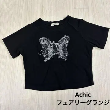 Achic 버터플라이 자수 숏 기장 페어리 그런지 y2k 치비 티셔츠