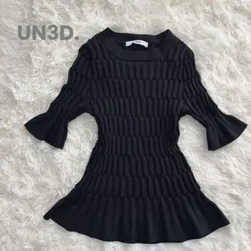 UN3D. 안스 리드 셔링 니트 탑 반팔