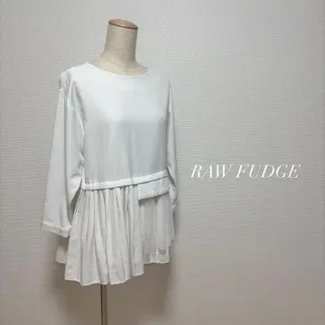 RAW FUDGE 포인트 튤 플리츠 블라우스 M 화이트