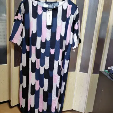 택 포함 새상품! marimekko 스트라이프 패턴 반팔 원피스 M