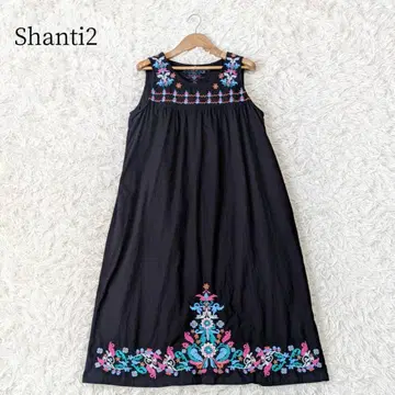 Shanti2 샨티 슬리브리스 에스닉 패턴 원피스 블랙 인도 면