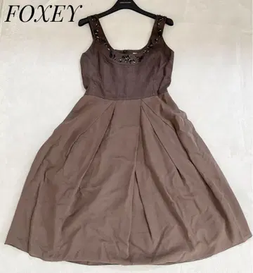 FOXEY 폭시 슬리브리스 원피스 비쥬 브라운 린넨 M L