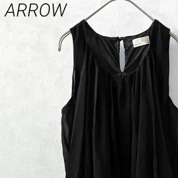 ARROW 무릎 기장 원피스 드레스 슬리브리스 시스루 루즈핏 안감
