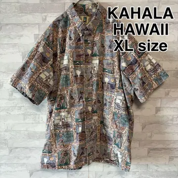 HAWAII 제 KAHALA 알로하 셔츠 버튼 다운 올 패턴 XL