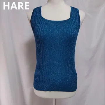 HARE 2way 스퀘어 라메 니트 탱크탑 블루