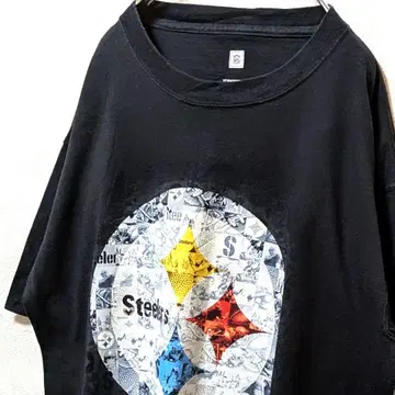 NFL 피츠버그 스틸러스 빅 로고 티셔츠 블랙 검정 L 구제 의류