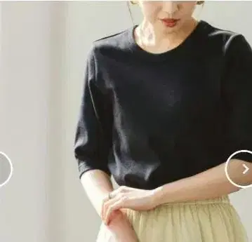노블 수빈 코튼 5부 소매 티셔츠 블랙 세탁 가능