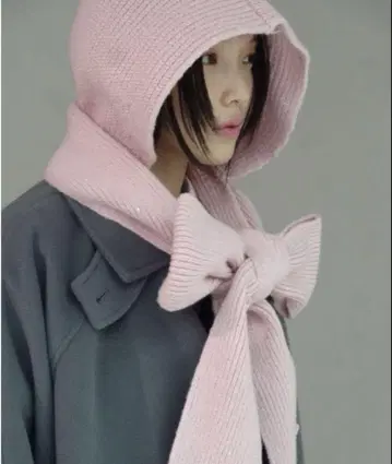 FEKETE 라메 후디 머플러 핑크