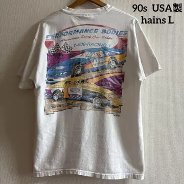 90s USA제 레이싱 티셔츠 hains L 모터 컬처 F1