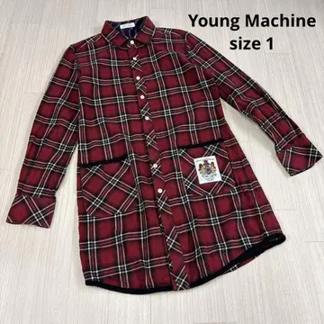 Young Machine 빨검 체크 롱 셔츠 1 셔츠 자켓