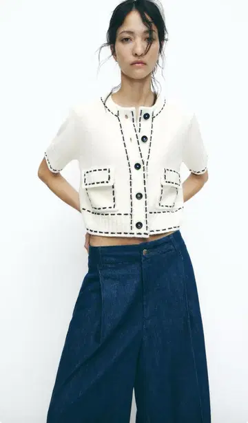 자라 스티치 니트 자켓