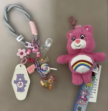 자라자라 키링 핸드폰 스트랩과 케어 베어 키링 2개 세트