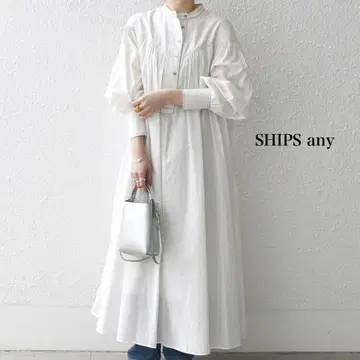 SHIPS any 롱 원피스 캔 브릭 요크 개더 원피스