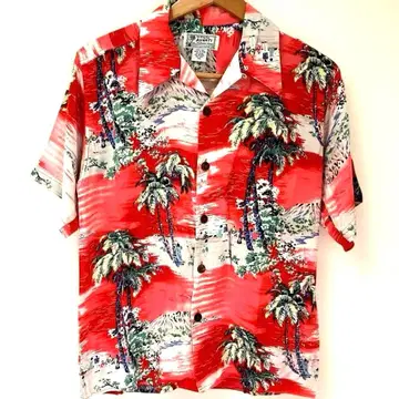 AVANTI 아반떼 알로하 셔츠 실크 빨간색 야자수