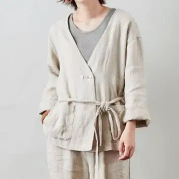 세포 린넨 100% 노카라 테일러드 자켓 린넨 세포 더블