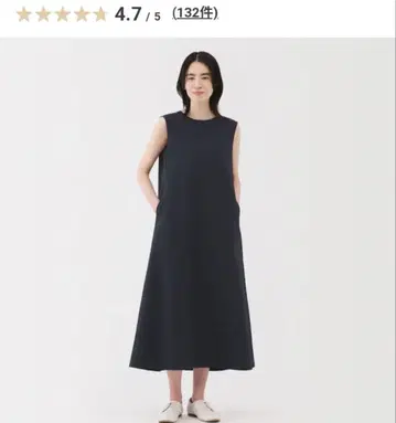 무인양품 바람이 통하는 스트레치 축구 슬리브리스 원피스 블랙 네이비