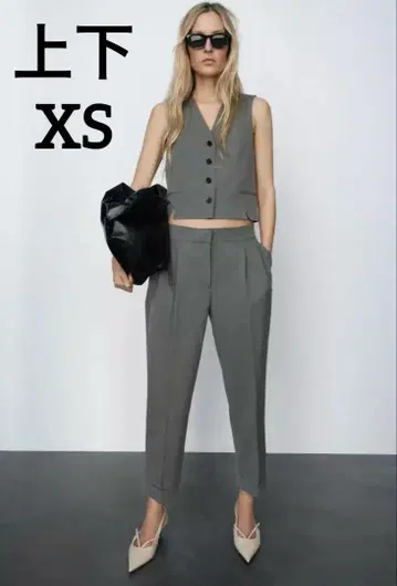 택 포함 새상품 자라 베스트 턱 팬츠 셋업 XS