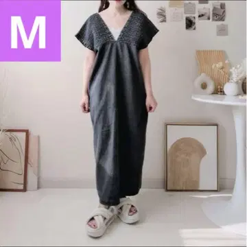 시마무라 데님 셔링 원피스 블랙 M 사이즈