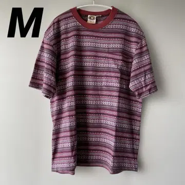 기간 한정! 기하학 패턴 빨간색 스트라이프 티셔츠 빈티지 M