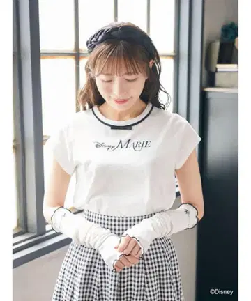 디즈니 마리 티셔츠 암 커버 포함 리본 티셔츠 아림