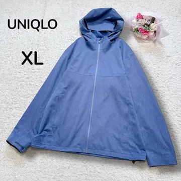 유니클로 UNIQLO 남성용 블록 테크 후드티 블루 방풍 방한 XL
