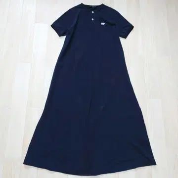 사이 베이직 사슴 무늬 헨리넥 원피스 로고 와펜 블랙 네이비 M 상당