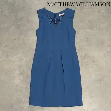 MATTHEW WILLIAMSON 비쥬 장식 원피스 파랑 R157