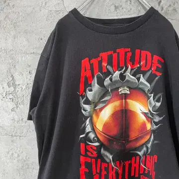 ATTITUDE 풋볼 리얼 프린트 빅 사이즈 티셔츠