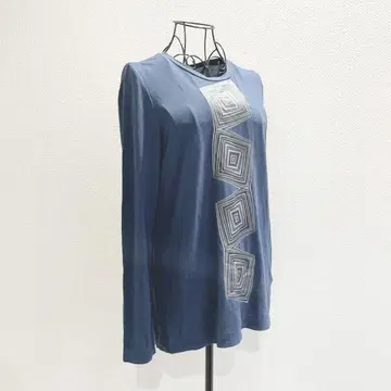 조르주 레쉬 티셔츠 M 블루 얇은 소재 레트로 모던 개성 봄/가을