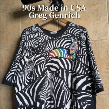 90년대 USA제 Greg Genrich 애니멀 아트 시마 티셔츠