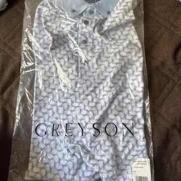 GREYSON 파랑 말 프린트 피케 셔츠
