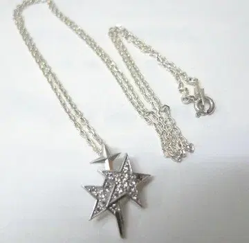 가르델 2연 스타 지르코니아 장식 목걸이 925제 새상품급 55cm