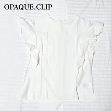 OPAQUE.CLIP 프릴 블라우스 오피스 캐주얼 슬리브리스 고급스러운