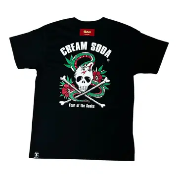 미사용 CREAM SODA 스네이크 해골 티셔츠 L