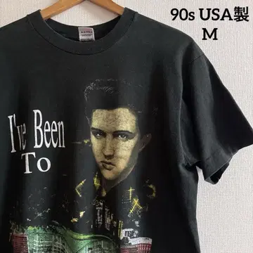 90s 엘비스 프레슬리 티셔츠 M 블랙 페이드