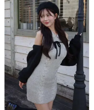 Darich 다리치 숏 볼레로 니트 미니 원피스