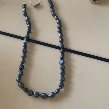 바로크형 진주 목걸이 다크 그레이 약 45cm