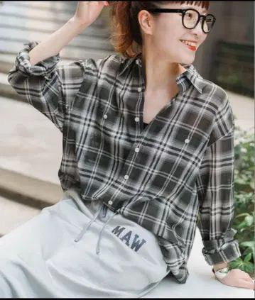 Spick & Span 25SS 코튼 보일 체크 셔츠 그레이 새상품