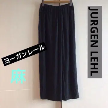 JURGEN LEHL 블랙 린넨 100% 롱 플레어 다트 스커트