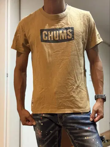 츄무스 CHUMS 베이지 로고 티셔츠 S 사이즈 새상품급