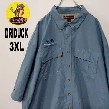 USA 구제 의류 DRI DUCK 반팔 버튼 셔츠 3XL 스모크 블루