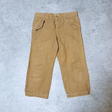 s2917 베일 댄스 크롭 기장 팬츠 면100% 밑단 버튼