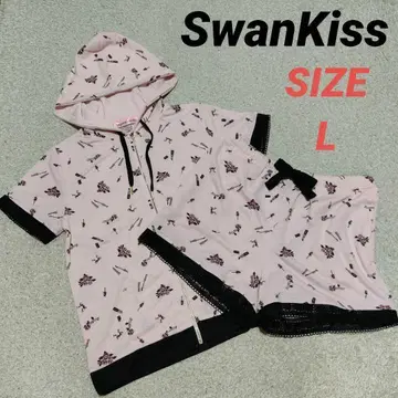 SwanKiss 룸웨어 셋업 후드티 숏팬츠 핑크