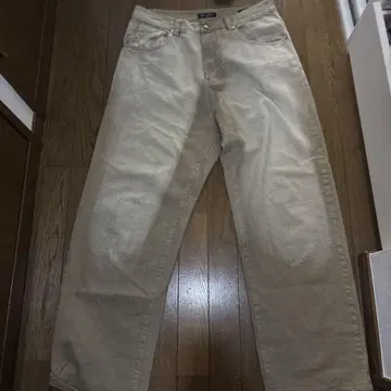 베이지 데님 와이드 레그 팬츠