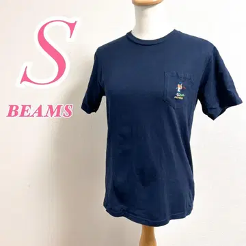 BEAMS 자수 포켓 부착 네이비 티셔츠 S 사이즈 캐주얼 코디