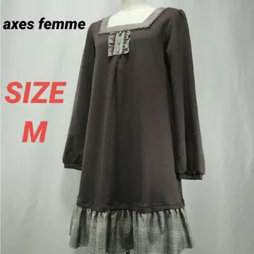 axes femme 엑시즈팜 원피스 프릴 체크 M 무릎 기장