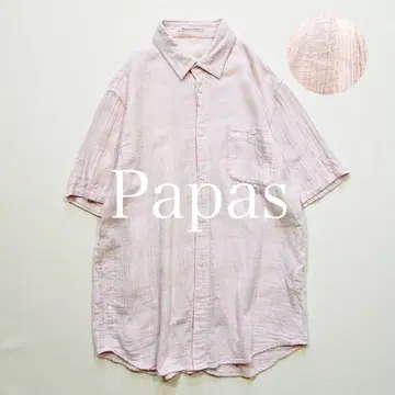 Papas 파파스 코튼 린넨 더블 거즈 체크 반팔 셔츠