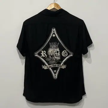 새상품급 루드 갤러리 스컬 크라운 레이온 볼링 셔츠 L 블랙